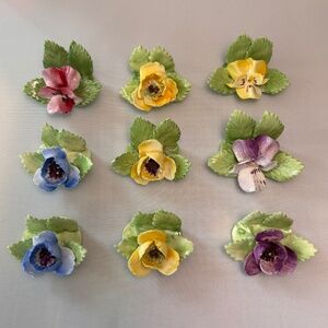 Royal Adderley Bone China Flower Place Card Holders - Set of 9
